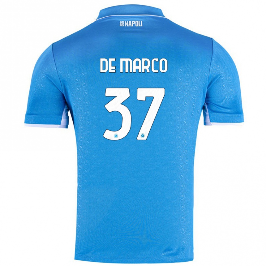 Kids Football Francesco De Marco #37 Sky Blue Home Jersey 2024/25 T-Shirt Za