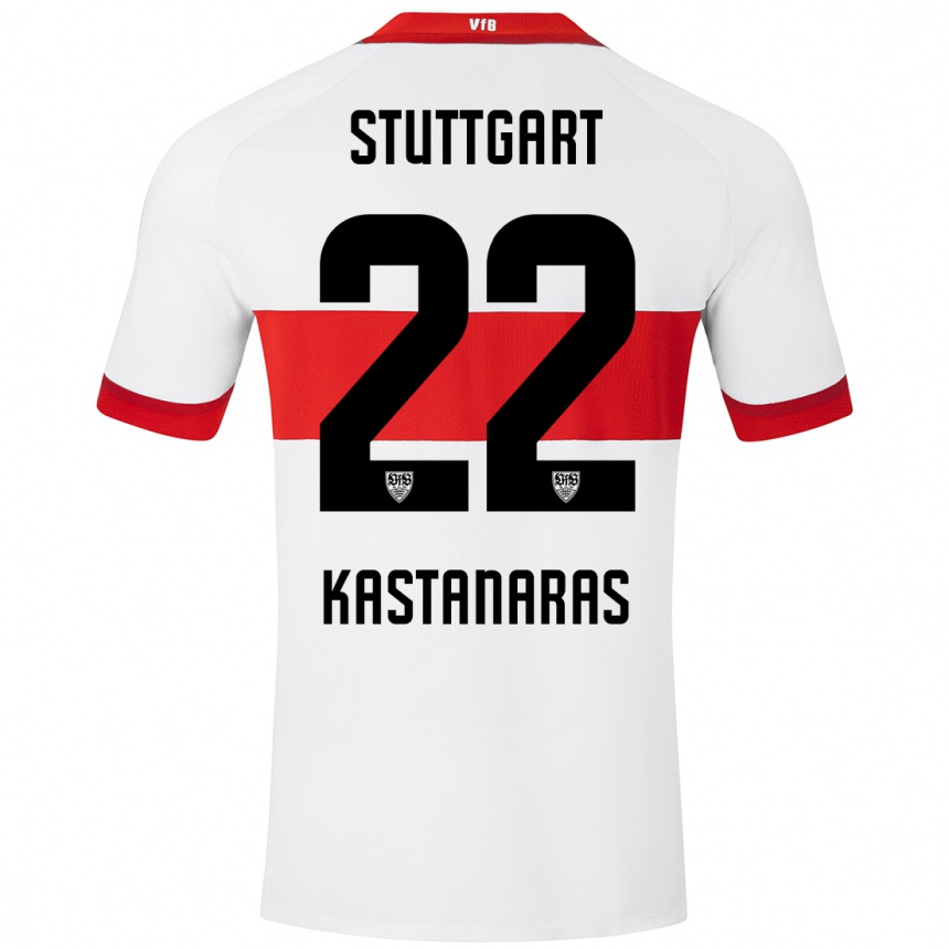 Kids Football Thomas Kastanaras #22 White Red Home Jersey 2024/25 T-Shirt Za