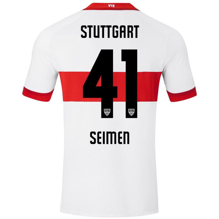 Kids Football Dennis Seimen #41 White Red Home Jersey 2024/25 T-Shirt Za