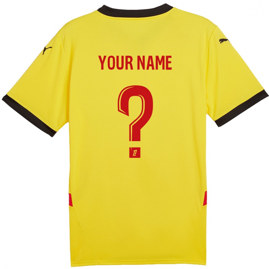 Kids Football Your Name #0 Yellow Red Home Jersey 2024/25 T-Shirt Za