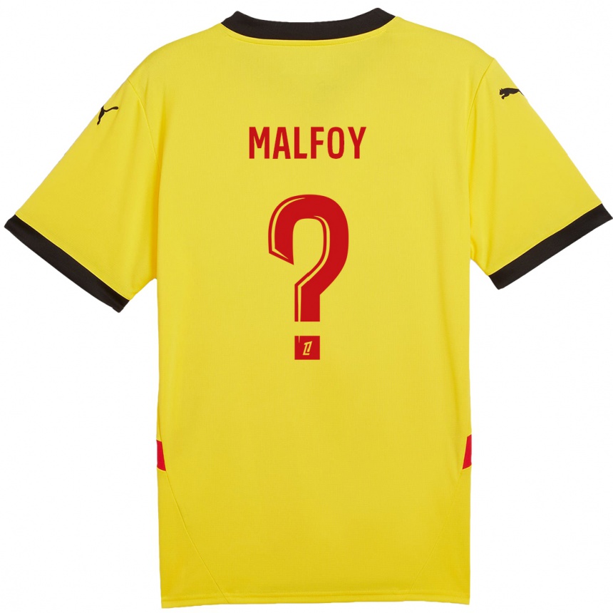 Kids Football Lucas Malfoy #0 Yellow Red Home Jersey 2024/25 T-Shirt Za