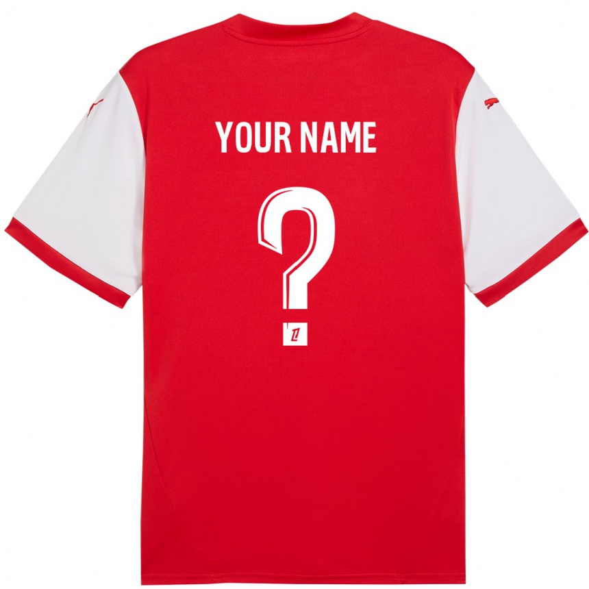 Kids Football Your Name #0 Red White Home Jersey 2024/25 T-Shirt Za