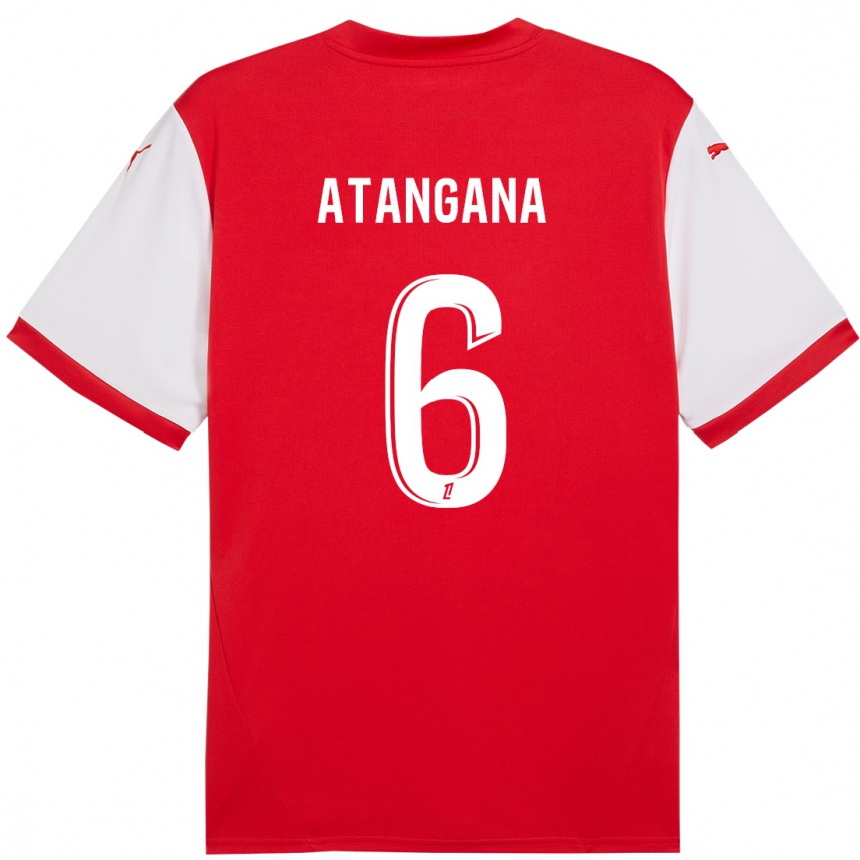 Kids Football Valentin Atangana Edoa #6 Red White Home Jersey 2024/25 T-Shirt Za