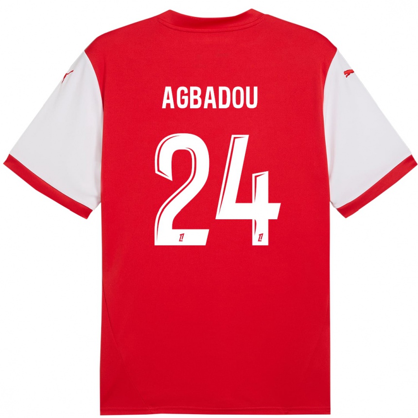 Kids Football Emmanuel Agbadou #24 Red White Home Jersey 2024/25 T-Shirt Za