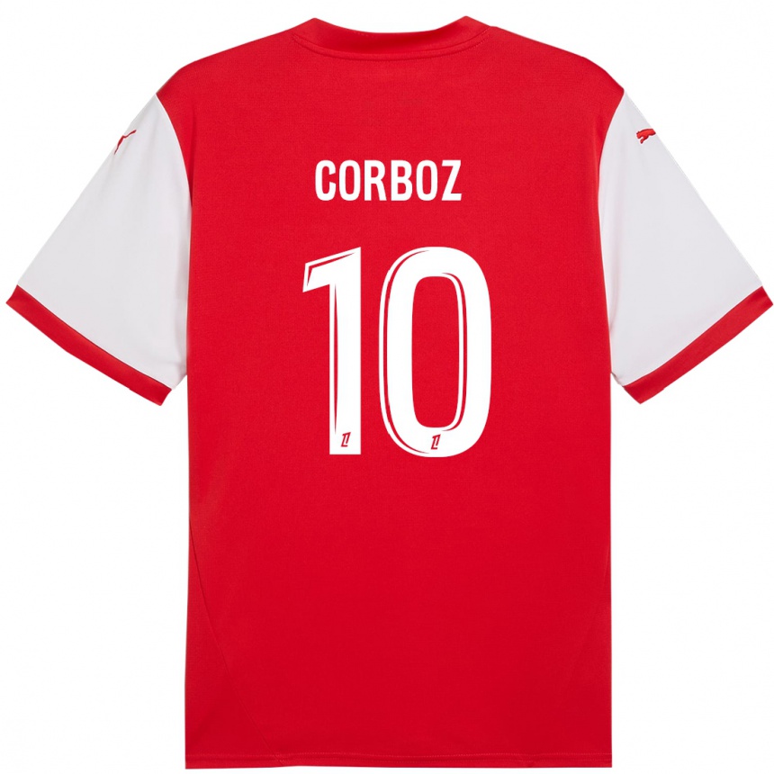 Kids Football Rachel Corboz #10 Red White Home Jersey 2024/25 T-Shirt Za