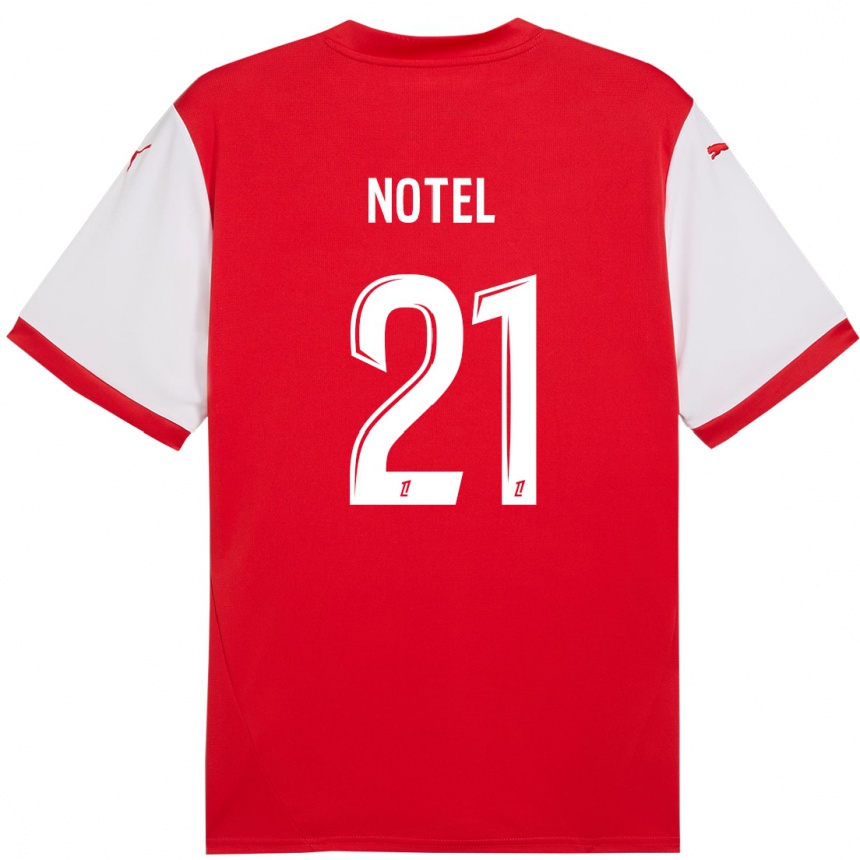 Kids Football Lea Notel #21 Red White Home Jersey 2024/25 T-Shirt Za