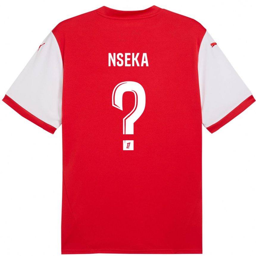 Kids Football Nelson Nseka #0 Red White Home Jersey 2024/25 T-Shirt Za