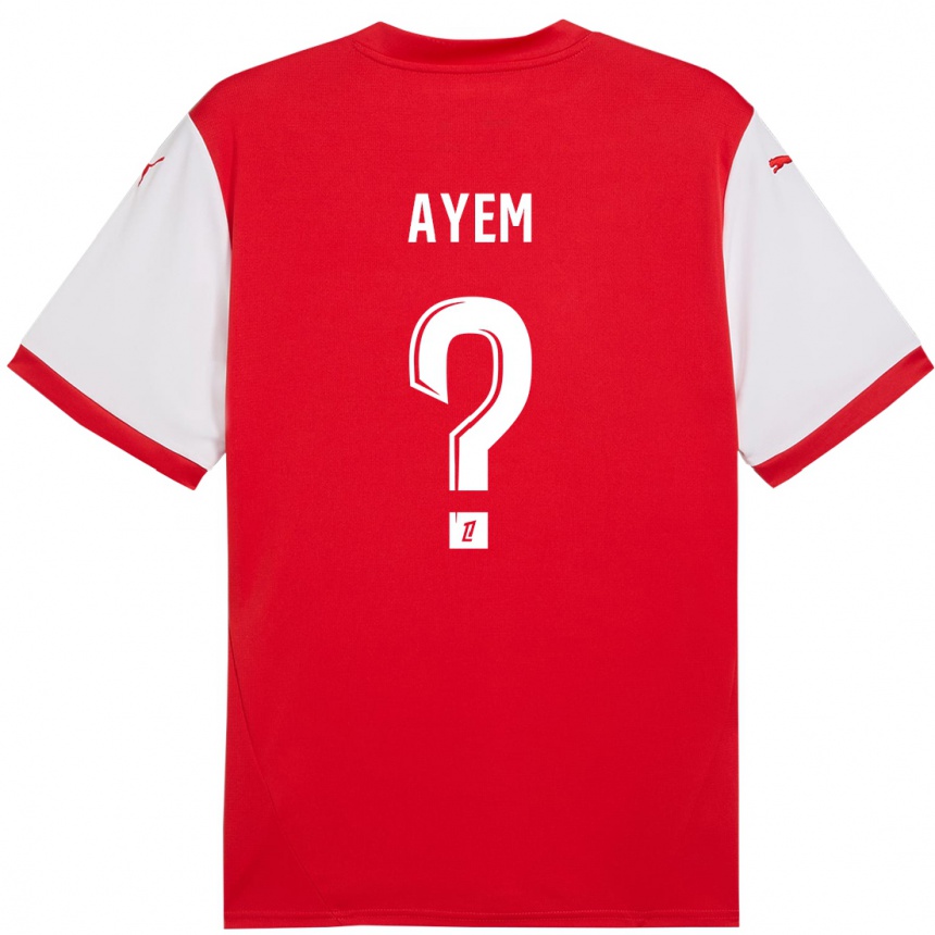 Kids Football Grégory Ayem #0 Red White Home Jersey 2024/25 T-Shirt Za