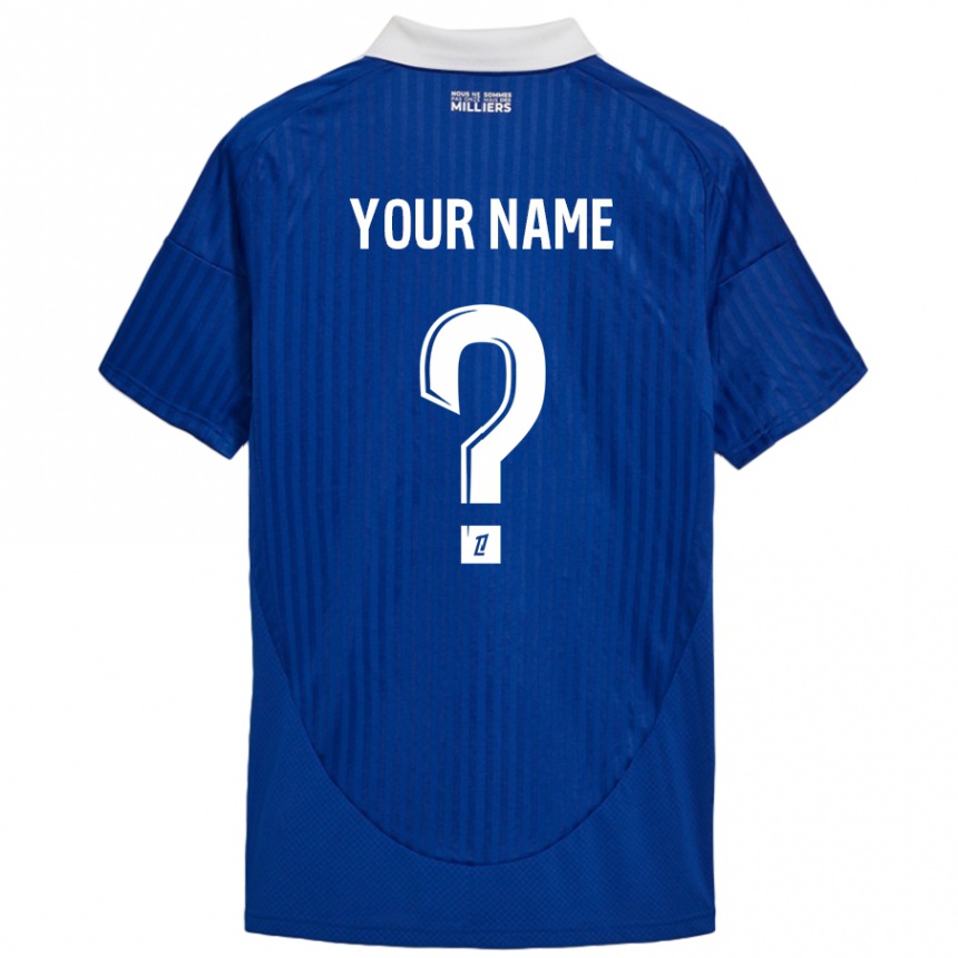 Kids Football Your Name #0 Blue White Home Jersey 2024/25 T-Shirt Za