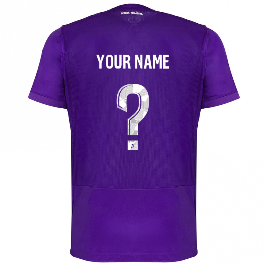 Kids Football Your Name #0 Purple White Home Jersey 2024/25 T-Shirt Za