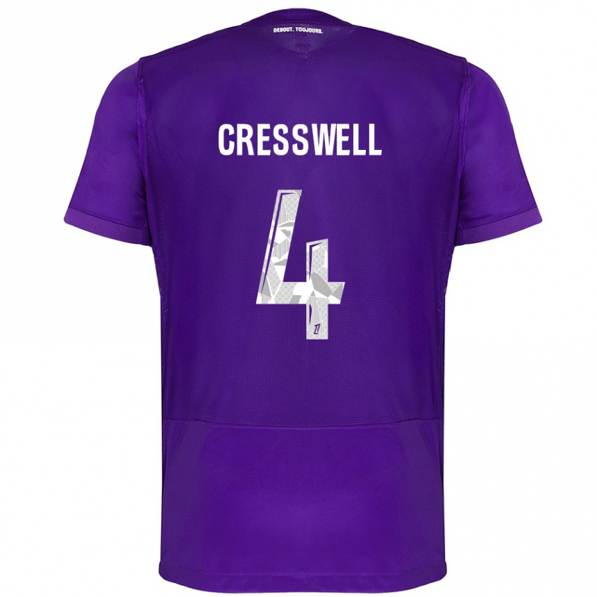 Kids Football Charlie Cresswell #4 Purple White Home Jersey 2024/25 T-Shirt Za