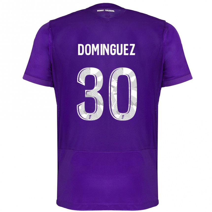 Kids Football Álex Domínguez #30 Purple White Home Jersey 2024/25 T-Shirt Za