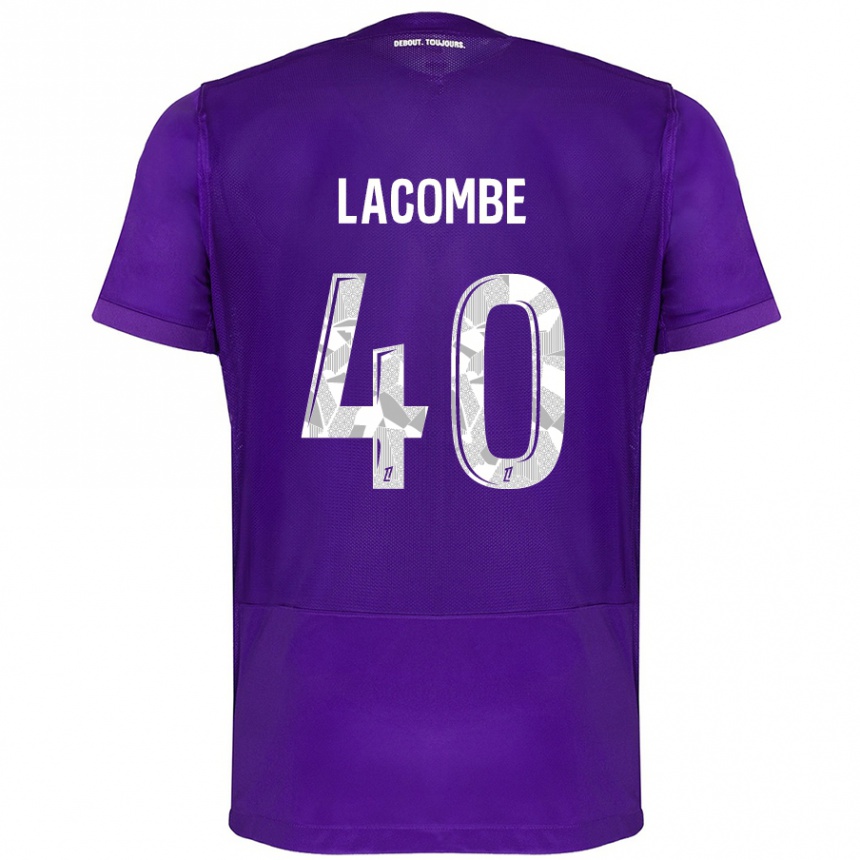 Kids Football Justin Lacombe #40 Purple White Home Jersey 2024/25 T-Shirt Za