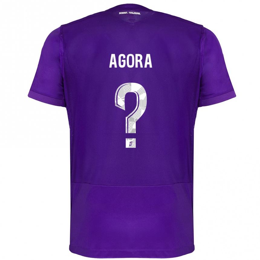 Kids Football Yannick Agora #0 Purple White Home Jersey 2024/25 T-Shirt Za