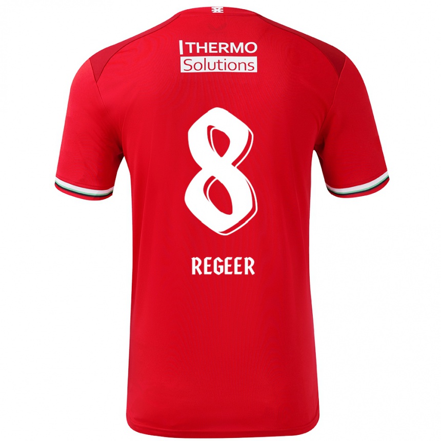 Kids Football Youri Regeer #8 Red White Home Jersey 2024/25 T-Shirt Za