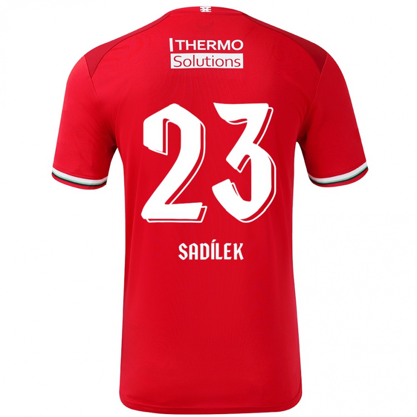 Kids Football Michal Sadilek #23 Red White Home Jersey 2024/25 T-Shirt Za