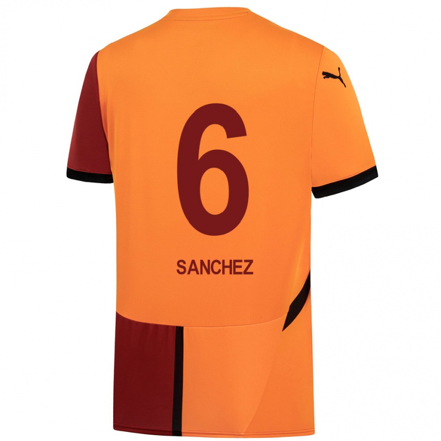 Kids Football Davinson Sanchez #6 Yellow Red Home Jersey 2024/25 T-Shirt Za