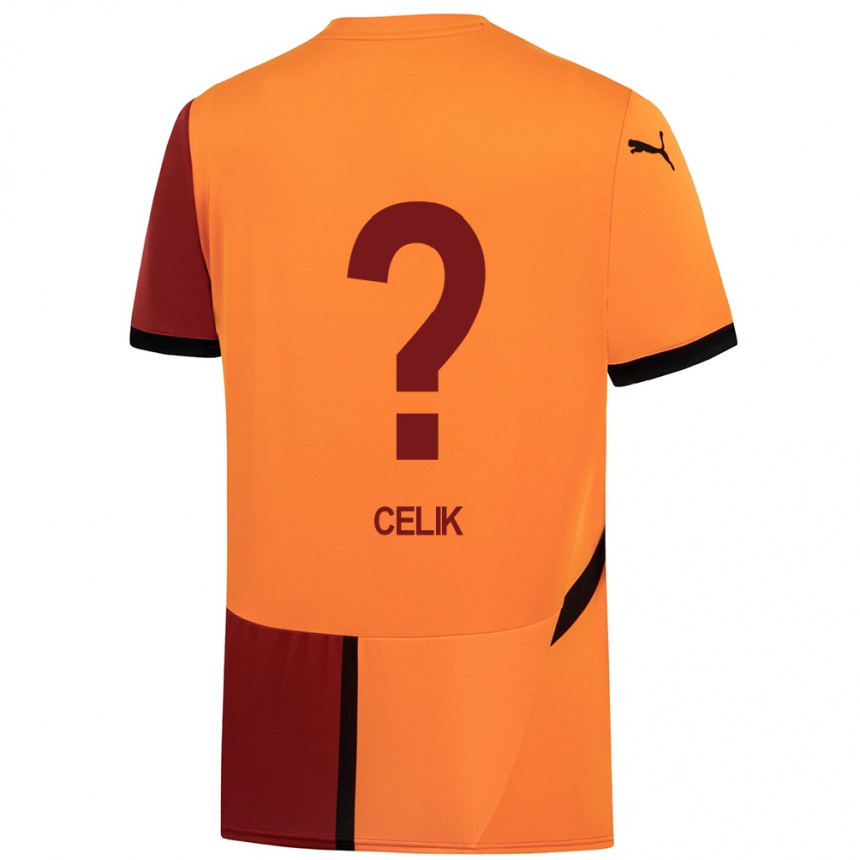 Kids Football Berke Celik #0 Yellow Red Home Jersey 2024/25 T-Shirt Za