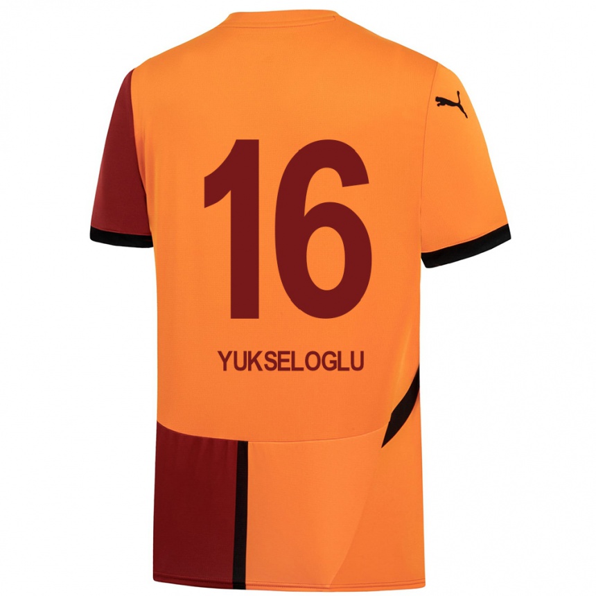 Kids Football Ayaz Yükseloğlu #16 Yellow Red Home Jersey 2024/25 T-Shirt Za