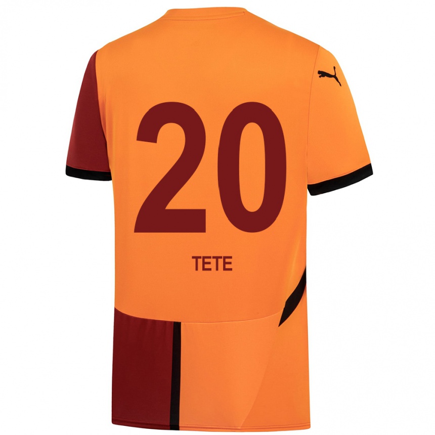 Kids Football Tete #20 Yellow Red Home Jersey 2024/25 T-Shirt Za