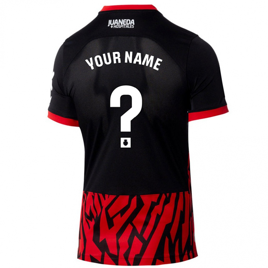 Kids Football Your Name #0 Black Red Home Jersey 2024/25 T-Shirt Za