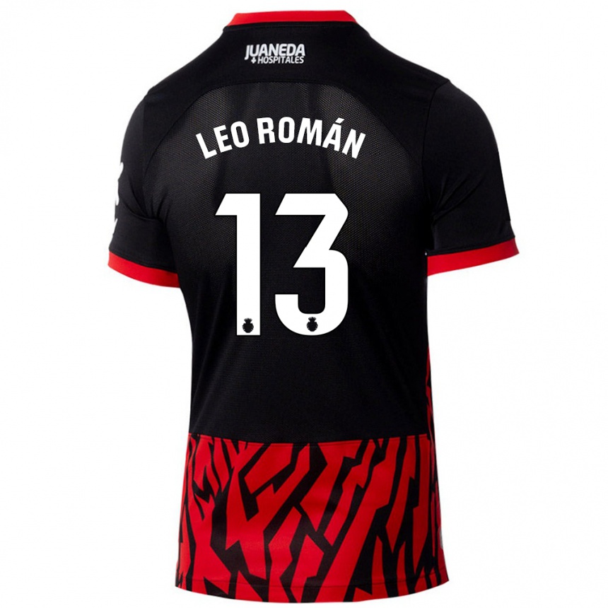 Kids Football Leo Román #13 Black Red Home Jersey 2024/25 T-Shirt Za