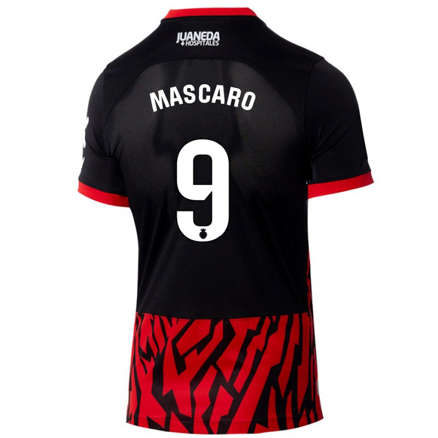 Kids Football Pau Mascaró #9 Black Red Home Jersey 2024/25 T-Shirt Za