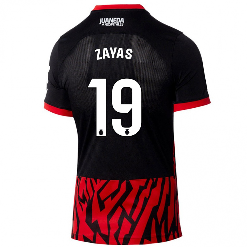 Kids Football Yosmel Zayas #19 Black Red Home Jersey 2024/25 T-Shirt Za