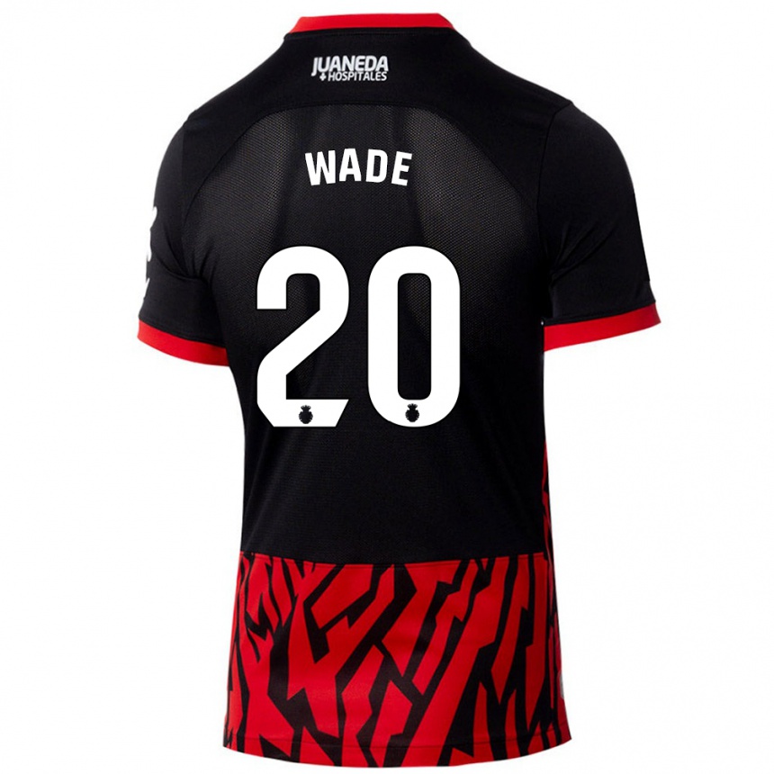 Kids Football Sebas Wade #20 Black Red Home Jersey 2024/25 T-Shirt Za