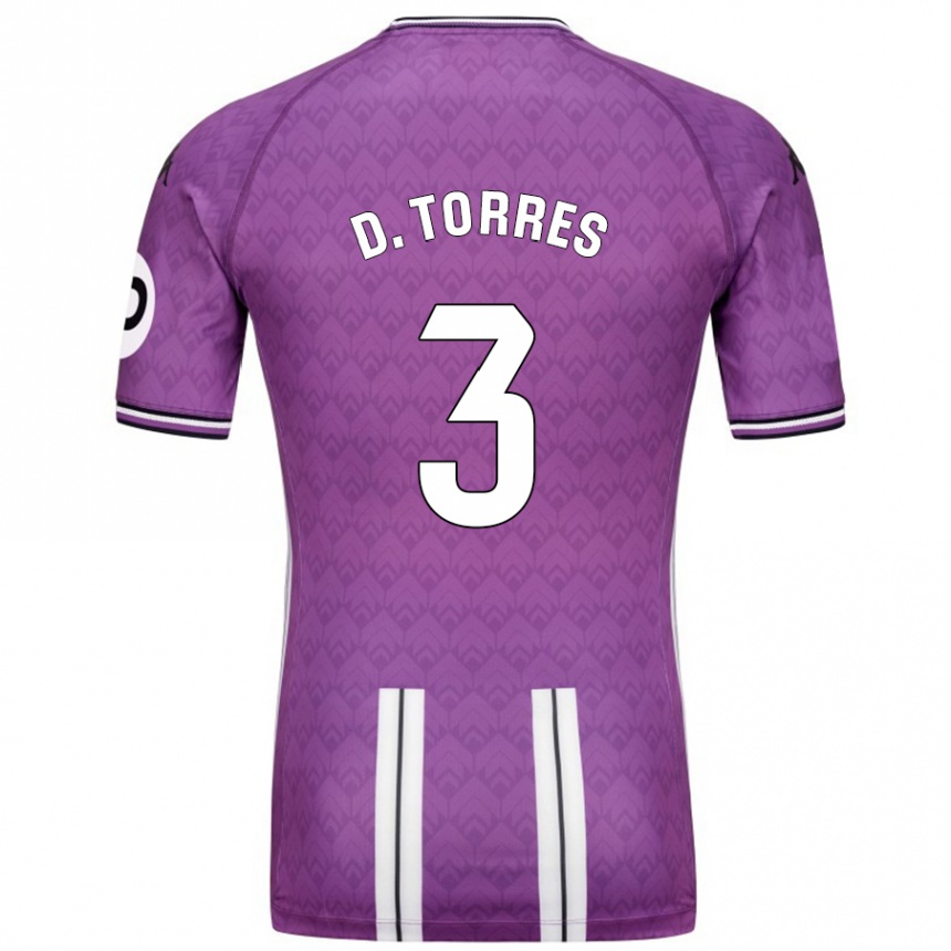 Kids Football David Torres #3 Purple White Home Jersey 2024/25 T-Shirt Za