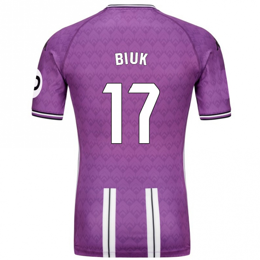 Kids Football Stipe Biuk #17 Purple White Home Jersey 2024/25 T-Shirt Za