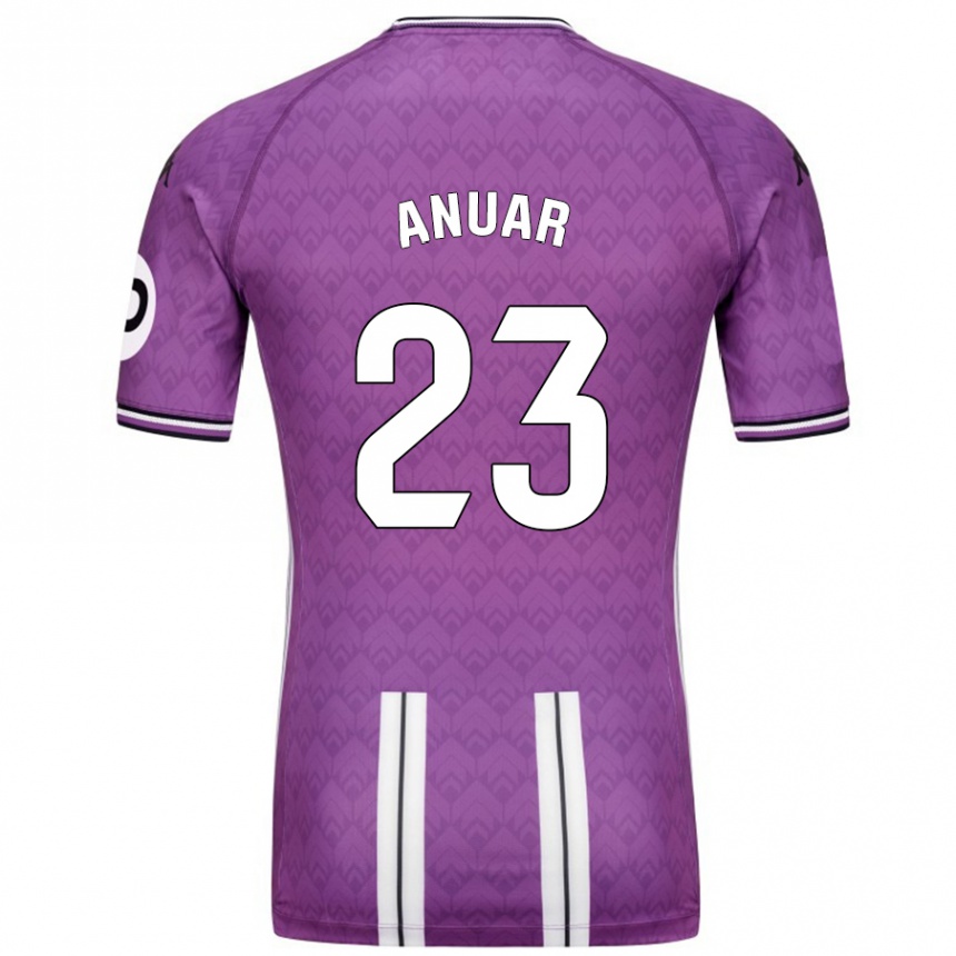 Kids Football Anuar #23 Purple White Home Jersey 2024/25 T-Shirt Za