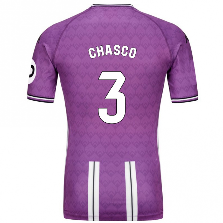 Kids Football Raúl Chasco #3 Purple White Home Jersey 2024/25 T-Shirt Za