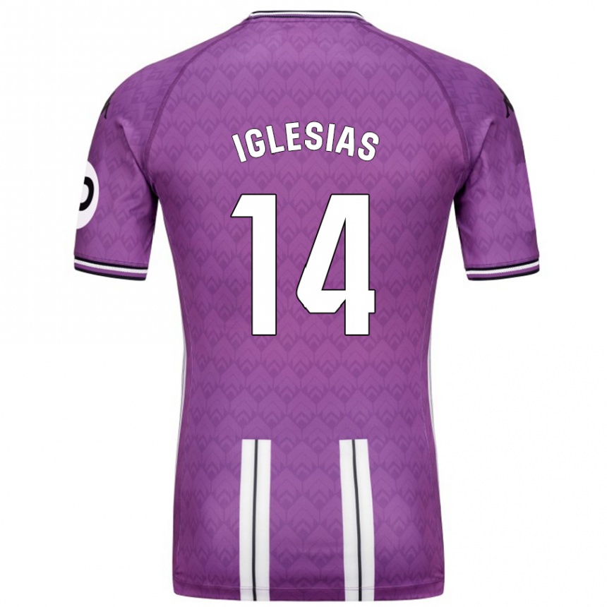 Kids Football Koke Iglesias #14 Purple White Home Jersey 2024/25 T-Shirt Za