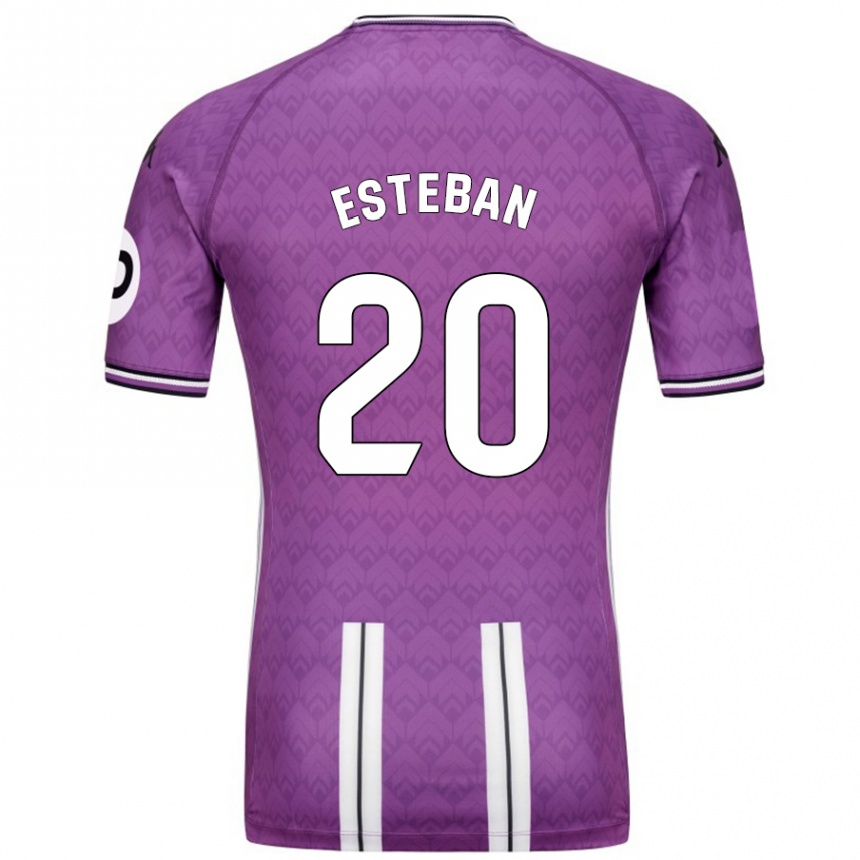 Kids Football Sergio Esteban #20 Purple White Home Jersey 2024/25 T-Shirt Za