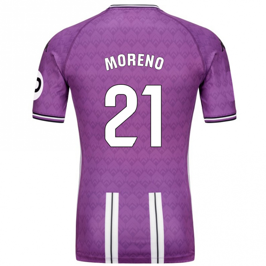 Kids Football Xavi Moreno #21 Purple White Home Jersey 2024/25 T-Shirt Za