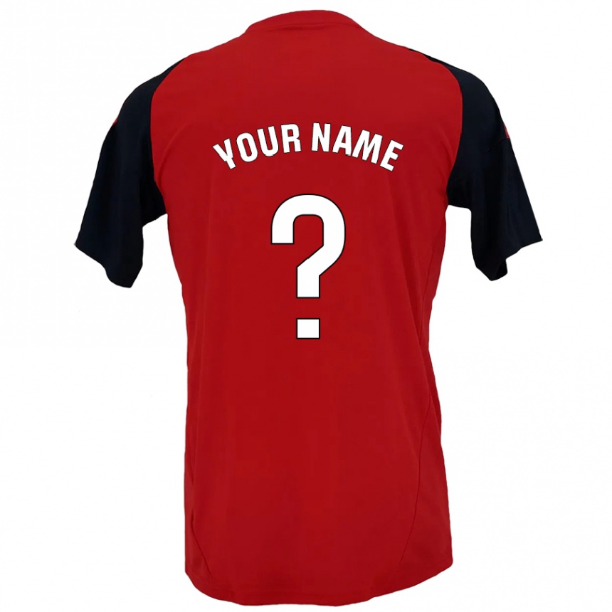 Kids Football Your Name #0 Red Black Home Jersey 2024/25 T-Shirt Za