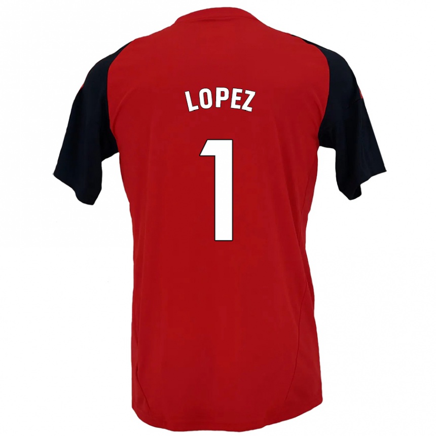 Kids Football Luis López #1 Red Black Home Jersey 2024/25 T-Shirt Za