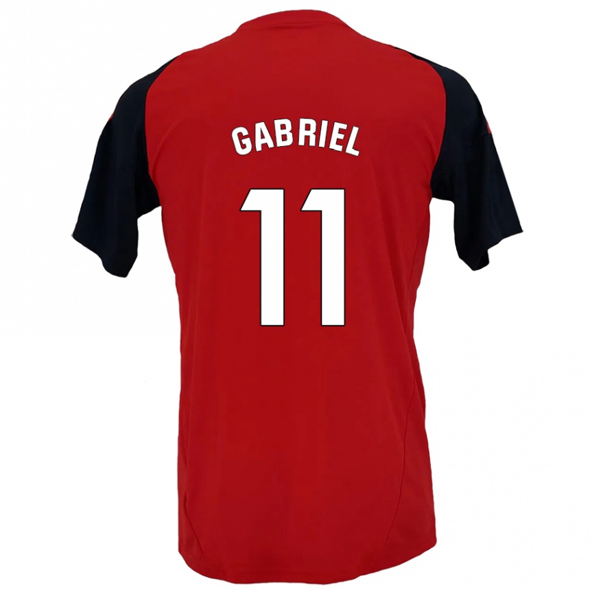 Kids Football Sergio Gabriel #11 Red Black Home Jersey 2024/25 T-Shirt Za