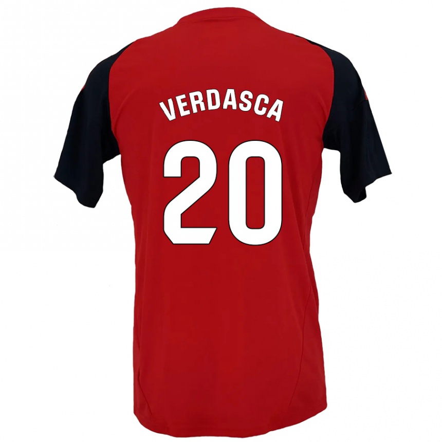 Kids Football Diogo Verdasca #20 Red Black Home Jersey 2024/25 T-Shirt Za