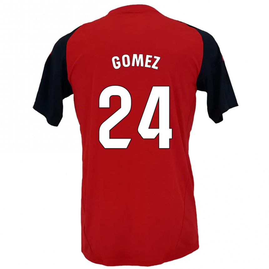 Kids Football Jonathan Gómez #24 Red Black Home Jersey 2024/25 T-Shirt Za