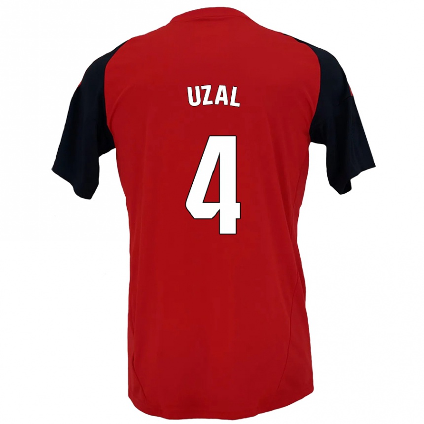 Kids Football Yeray Uzal #4 Red Black Home Jersey 2024/25 T-Shirt Za