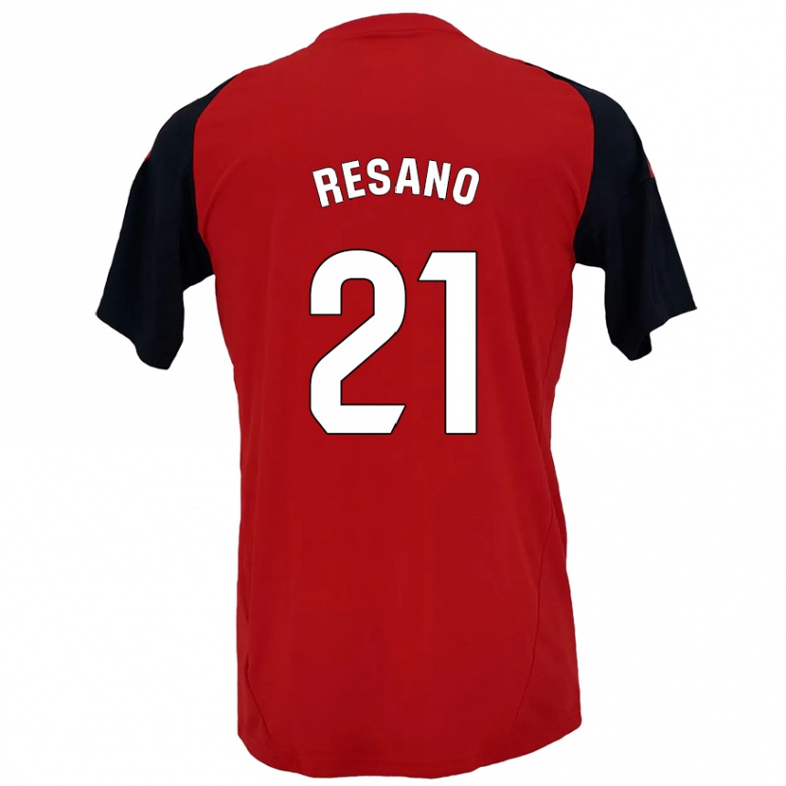 Kids Football Xabier Resano #21 Red Black Home Jersey 2024/25 T-Shirt Za