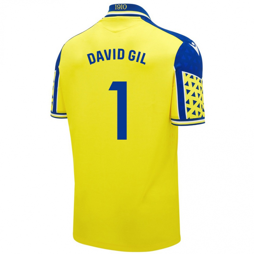 Kids Football David Gil #1 Yellow Blue Home Jersey 2024/25 T-Shirt Za