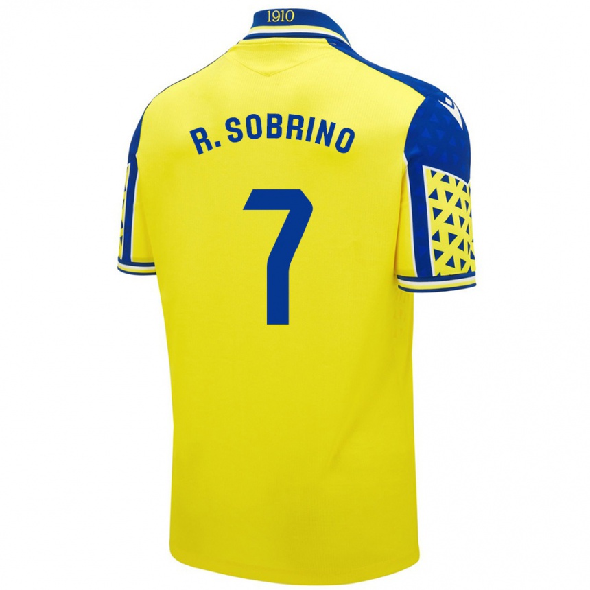 Kids Football Rubén Sobrino #7 Yellow Blue Home Jersey 2024/25 T-Shirt Za