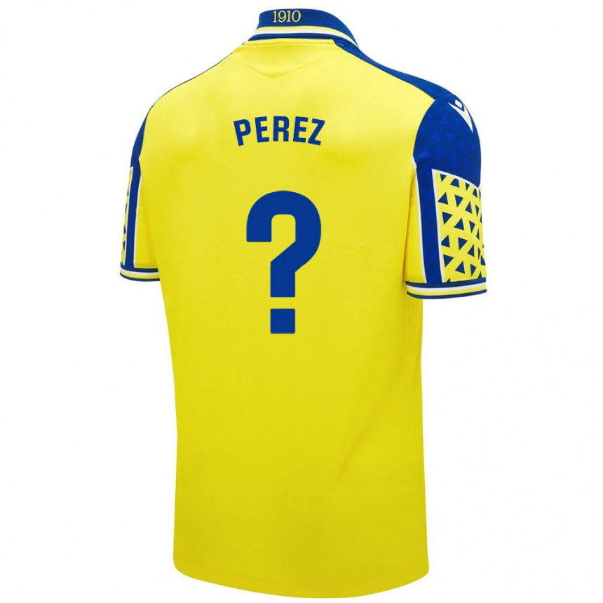 Kids Football Ángel Pérez #0 Yellow Blue Home Jersey 2024/25 T-Shirt Za