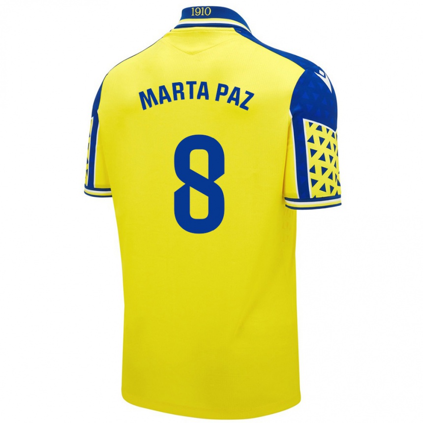 Kids Football Marta Milagros Paz Cruz #8 Yellow Blue Home Jersey 2024/25 T-Shirt Za