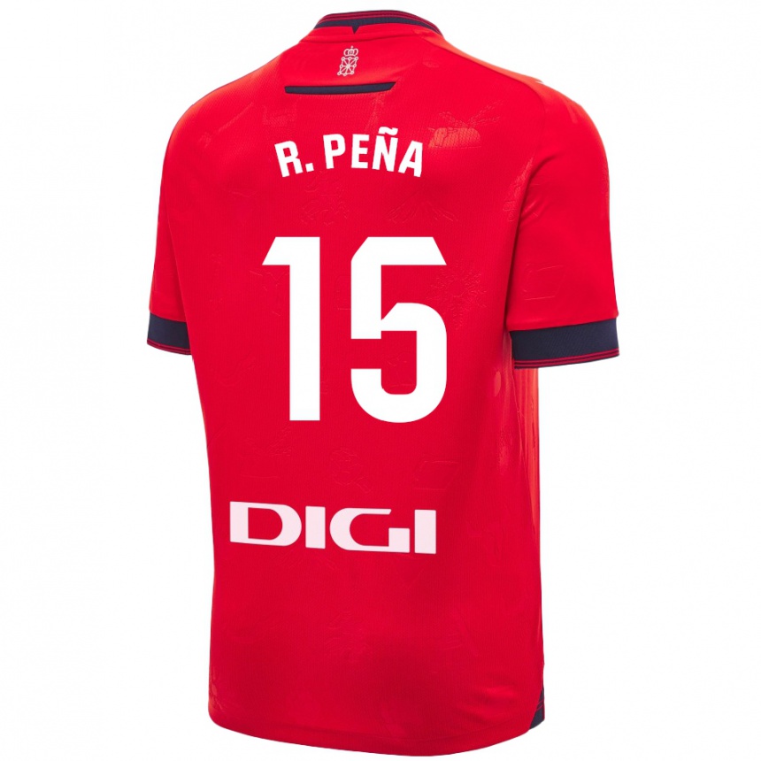 Kids Football Rubén Peña #15 Red White Home Jersey 2024/25 T-Shirt Za