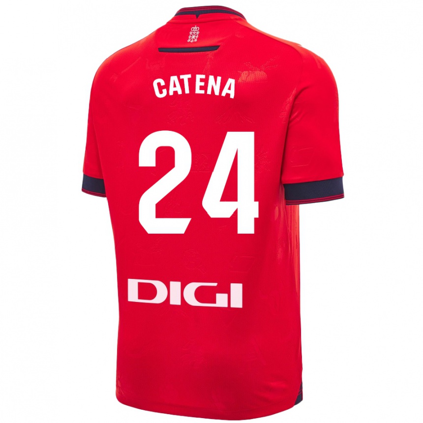 Kids Football Alejandro Catena #24 Red White Home Jersey 2024/25 T-Shirt Za