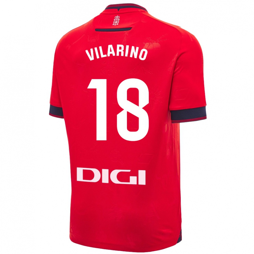 Kids Football Maitane Vilariño #18 Red White Home Jersey 2024/25 T-Shirt Za